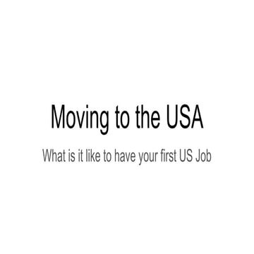 First Job in USA