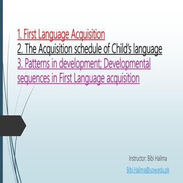 First Language Acquisition Schedule of Children