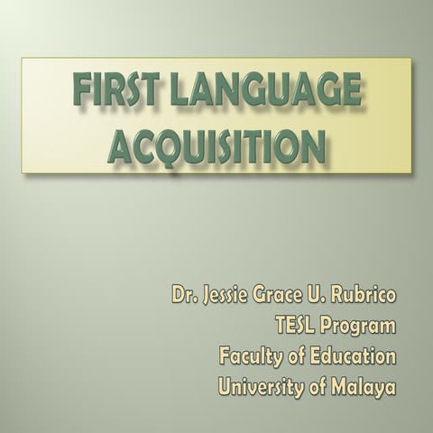 First Language Acquisition | PDF
