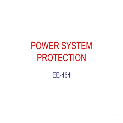 Power System Protection course - Part I