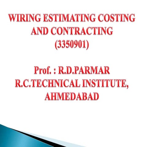 Wiring estimation costing and contracting