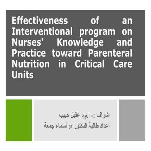 Total parenteral Nutrition in Critical Care Units