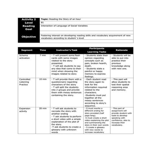 First lesson plan | PDF