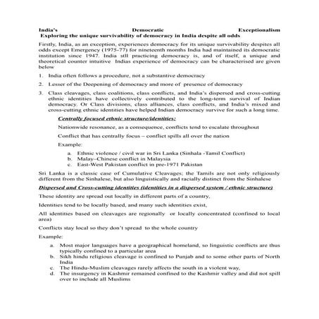 India's Democratic Exceptionalism Exploring the unique survivability of demo...