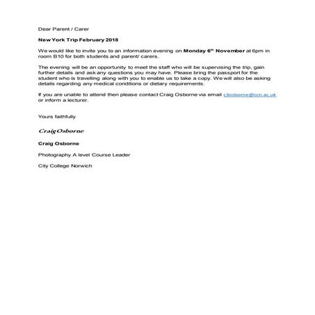 First meeting letter