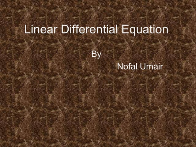 First order linear differential equation