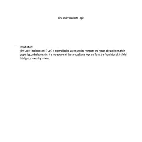 First order predicate logic (fopl) | PPTX