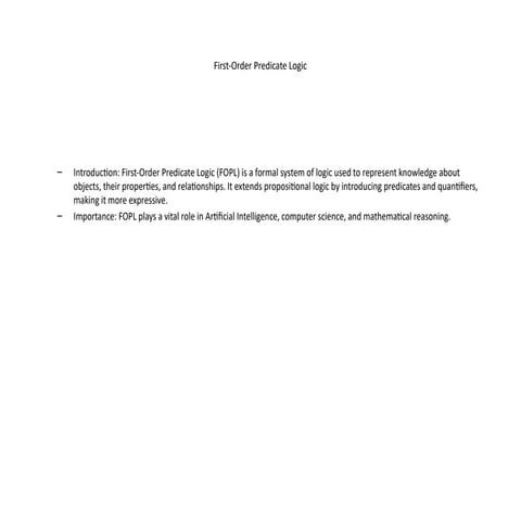 First order predicate logic (fopl) | PPTX