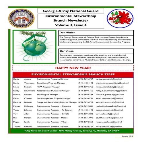 First quarter2014 environmental newsletter