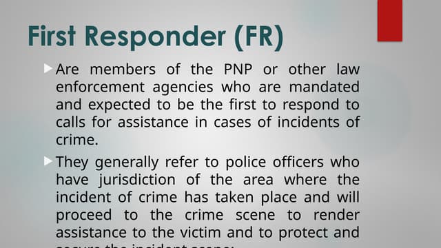 Crime Scene Management: First Responding Officer | PPTX