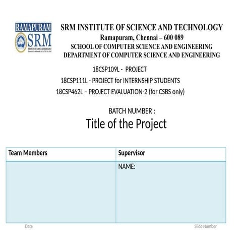SRM First  Review PPT Template for project