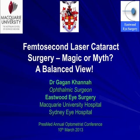 Femtosecond Laser Cataract Surgery – Magic or Myth? 