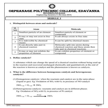 First semester diploma Engineering chemistry I