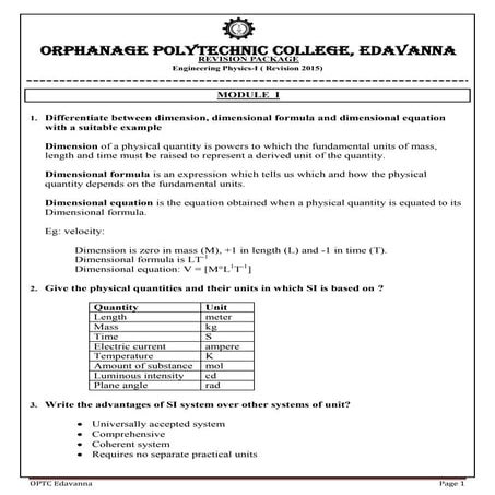 First semester diploma Engineering physics  i