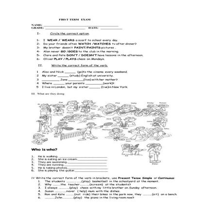 First english exam example | PDF