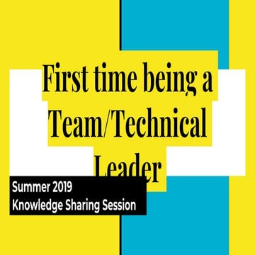 First time being a Team Leader or Technical Leader