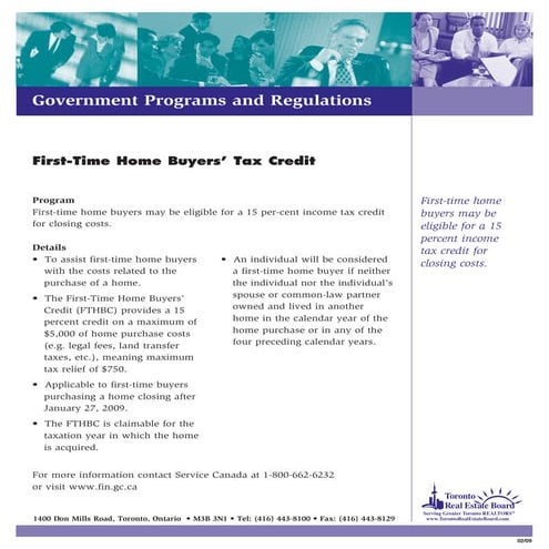 First time buyer tax credit goverment program