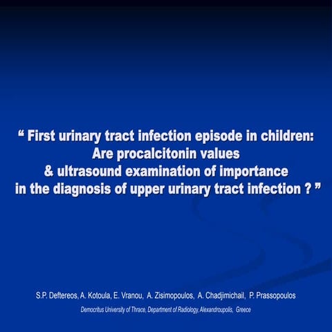 First Urinary Tract Infection Episode in Children