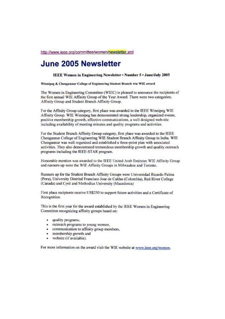 First IEEE WIE SB Affinity Group of...