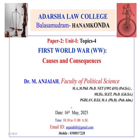 FIRST WORLD WAR-ITS CAUSES AND CONSEQUENCIES