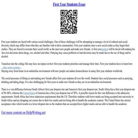 First Year Students Essay