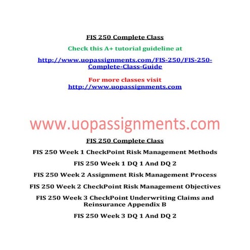 FIS 250 Entire Course NEW