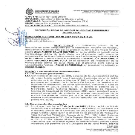 Fiscalía abre investigación al Alcalde de Jesús María