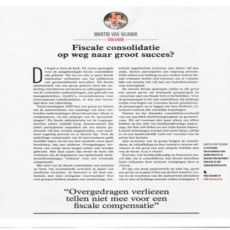 Fiscale consolidatie op weg naar groot succes