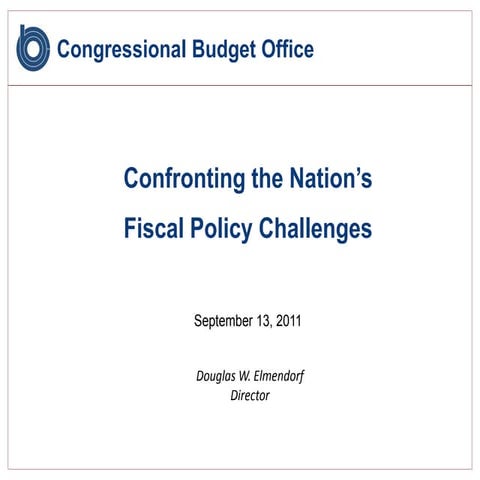 Charts from CBO's testimony on Confronting the Nation's Fiscal Policy Challenges