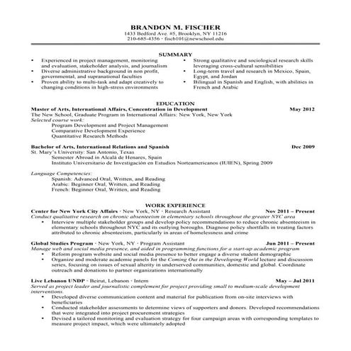 Fischer, Brandon CV - Updated 2012