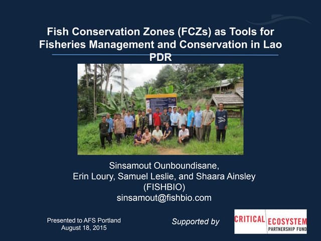 Fish conservation zones as tools for fisheries management and conservation in lao pdr