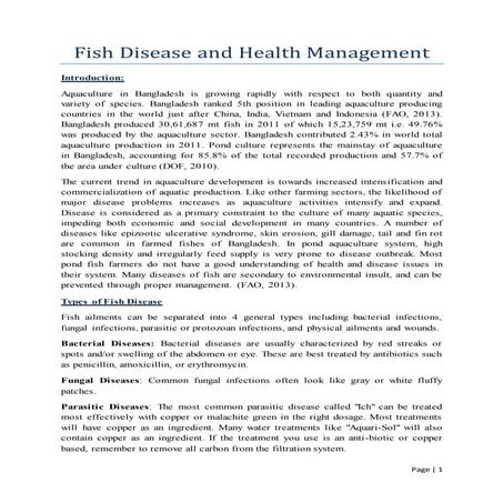 Fish disease and health management