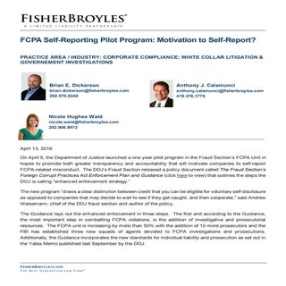 FCPA Self-Reporting Pilot Program: ...