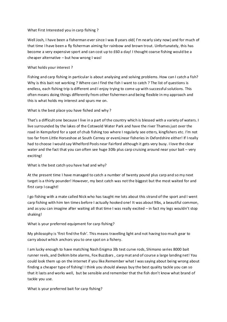 Fishing questionnaire done