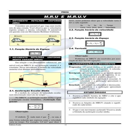 lista de exercícios de mru e mruv | PDF