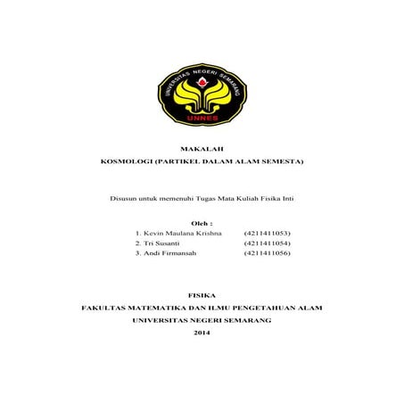 Fisika inti   makalah kosmologi (partikel dalam alam semesta)