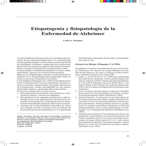 Fisiopatología del Alzheimer