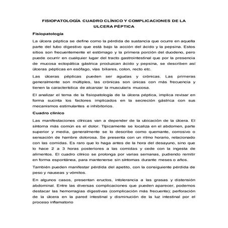Fisiopatología cuadro clínico  ulcera péptica