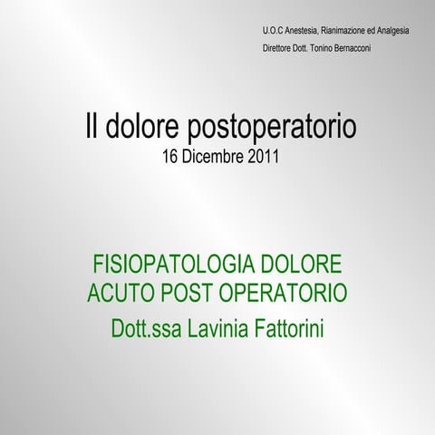 Fisiopatologia dolore ii