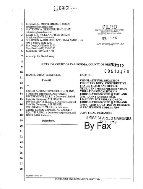 Fisker Investor lawsuit