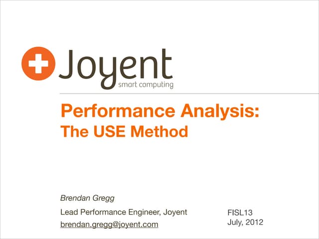 Performance Analysis: The USE Method