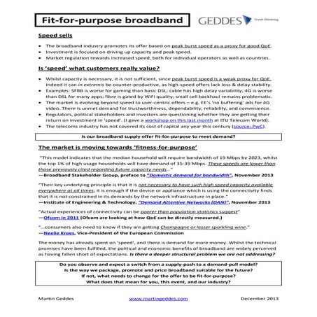 Fit-for-purpose broadband