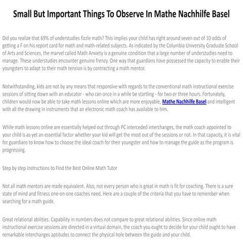 Mathematik Nachhilfe Basel