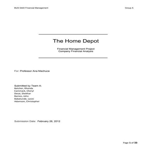 Company (hd) financial analysis project - team a - final | DOC
