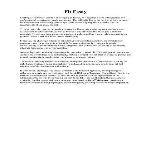 Fit Essay