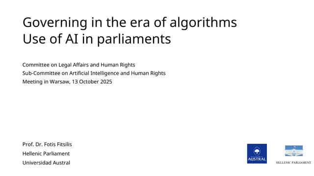 Governing in the era of algorithms - Use of AI in parliaments
