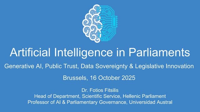 Artificial Intelligence in Parliaments - GenAI, Trust, Sovereignty & Innovation