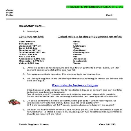 Fitxa 14 5è aplicació matemàtica dades rius