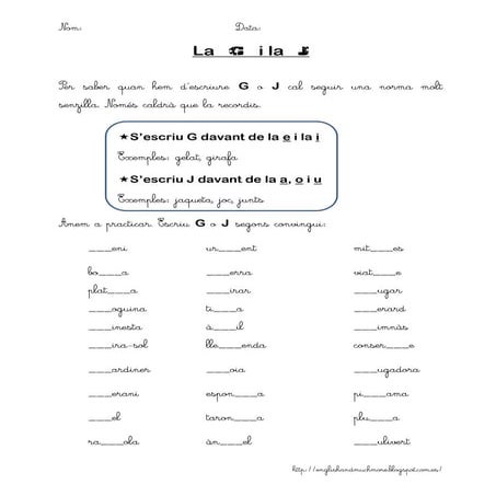 FItxa G i J per a cicle inicial