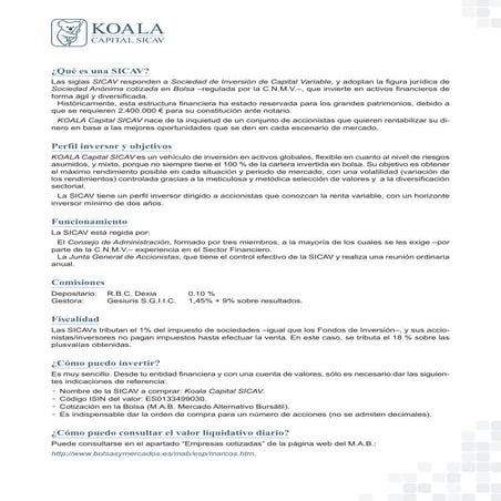 Ficha Koala Capital Sicav 